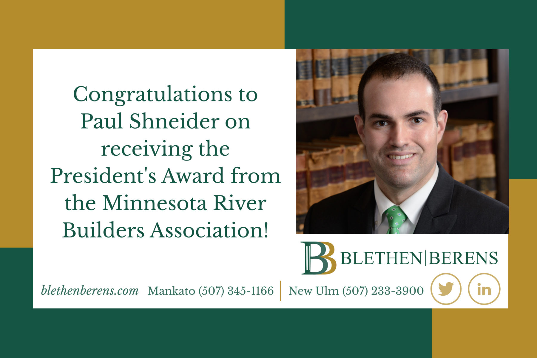 Paul Shneider Receives President's Award from MRBA. Portrait of Paul Shneider.
